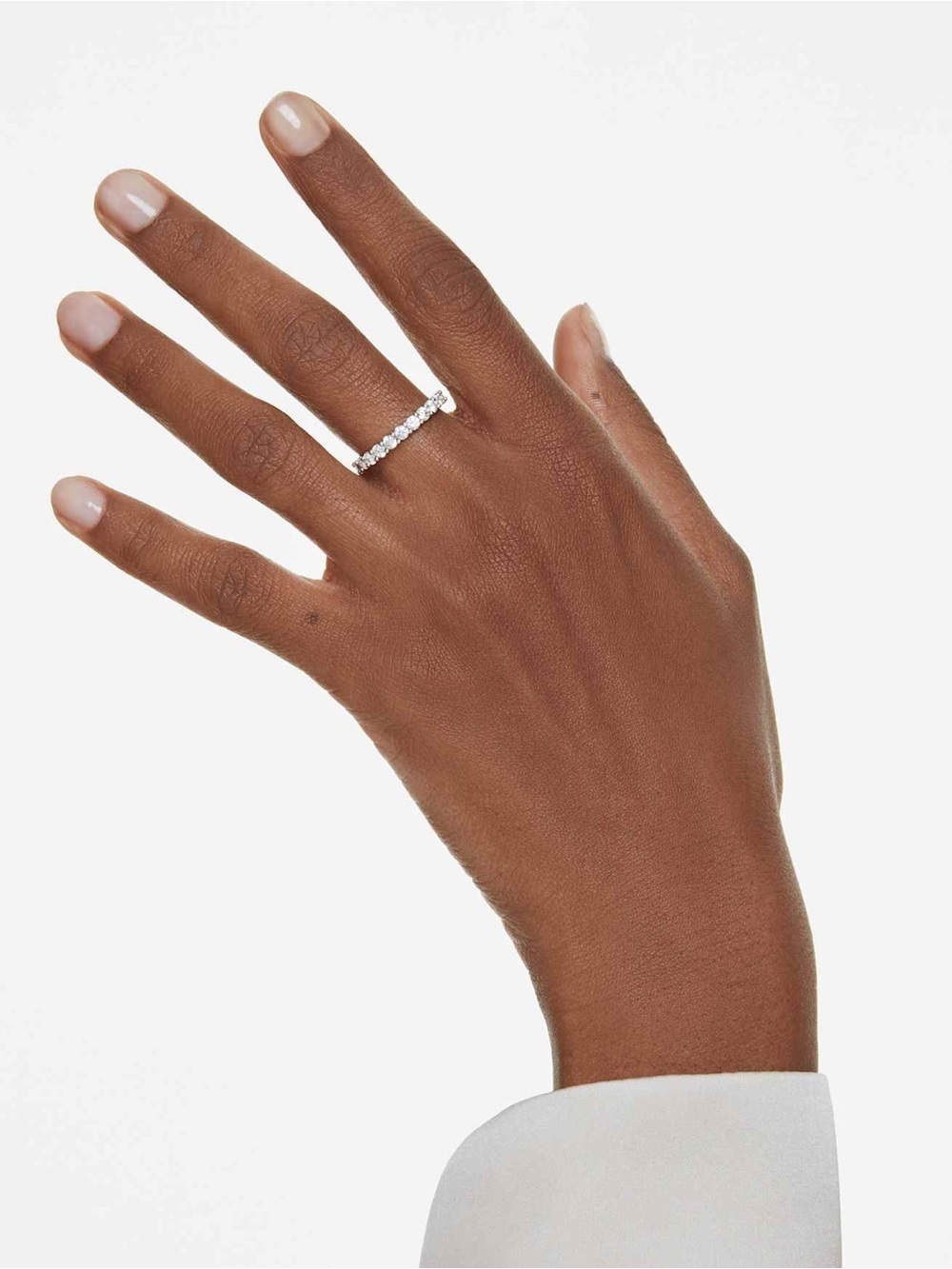 Swarovski NIB Matrix Vittore Round Cut Silver Tone Ring Band Stackable Size 50/5